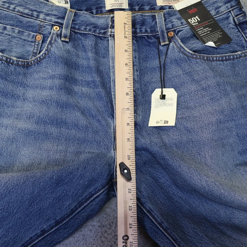 Levis 501 90s Selvedge Denim Jeans Mens 33x30 Blue Straight Leg Button Fly NEW